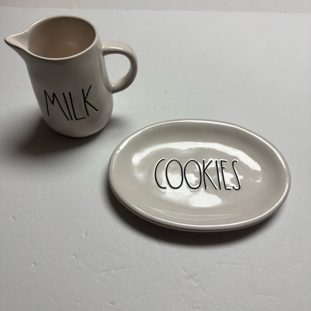 Rae Dunn Artisan Collection by Magenta Farmhouse Small Cookie Tray and Milk Jug